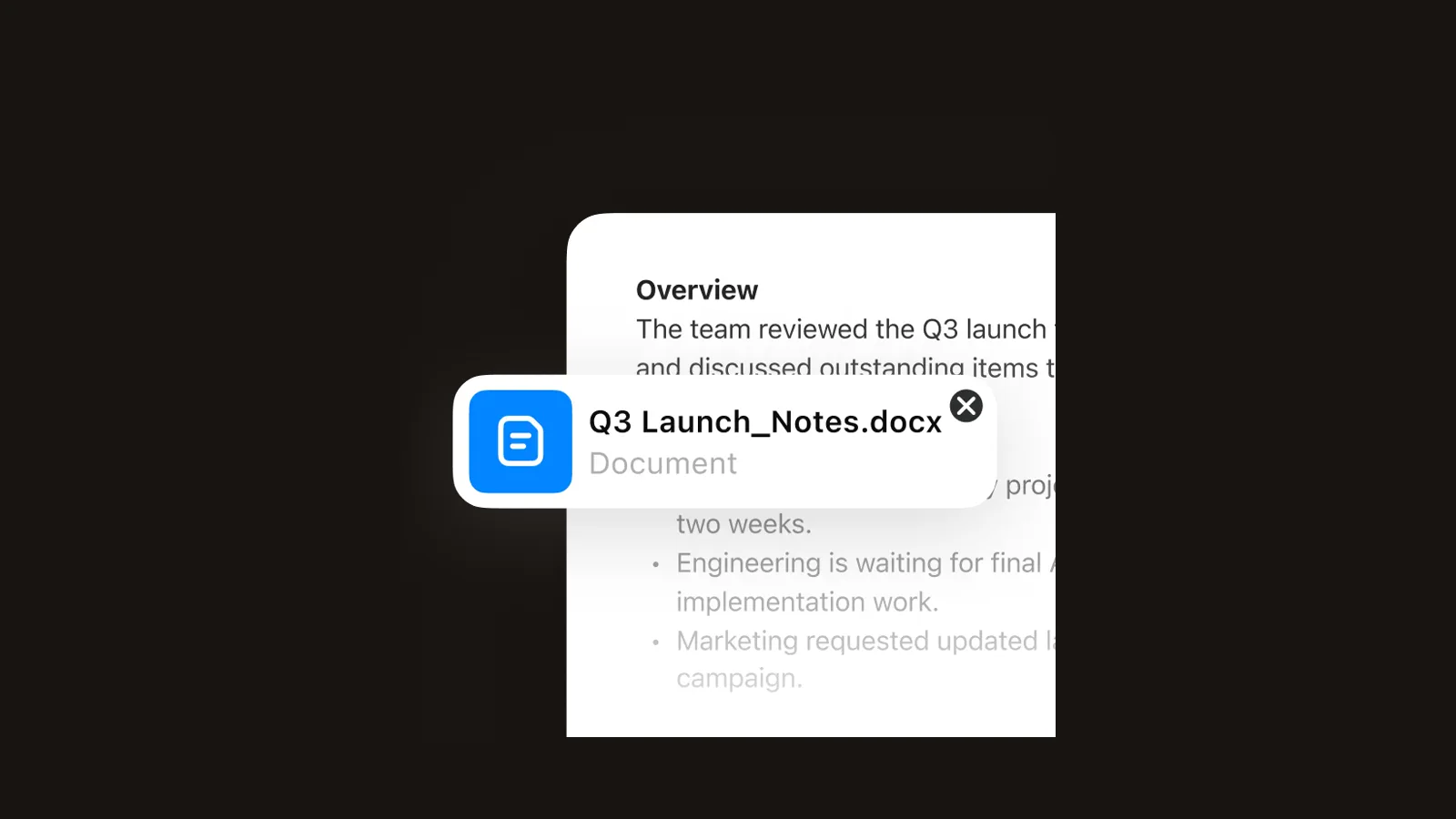 ChatGPT Canvas writing workspace with a document card and inline writing actions