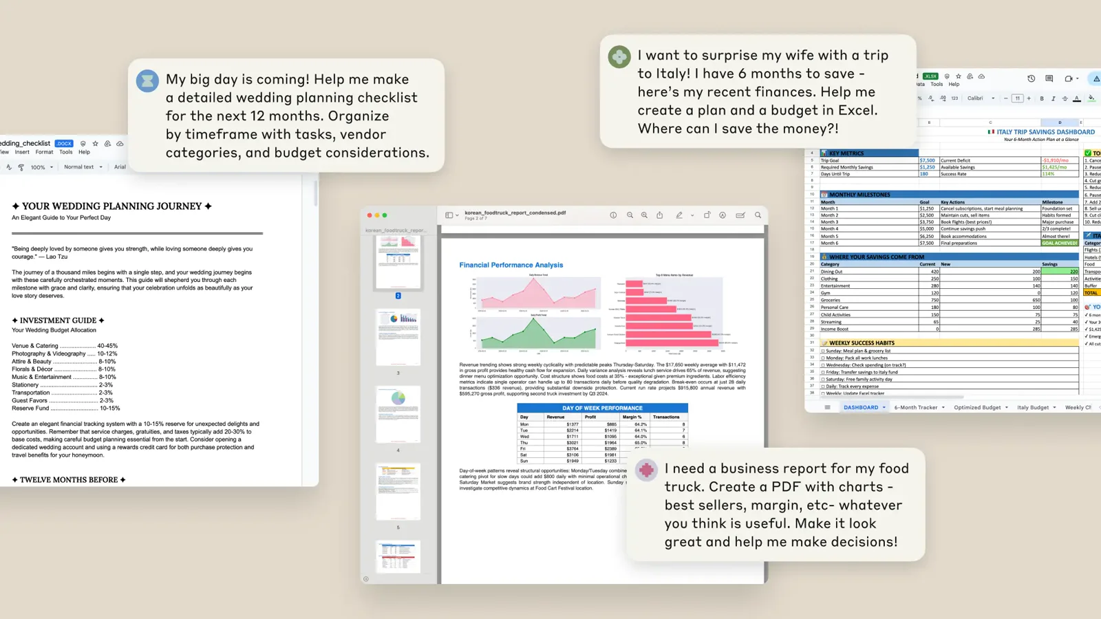 Claude document and spreadsheet workflow for creating polished files