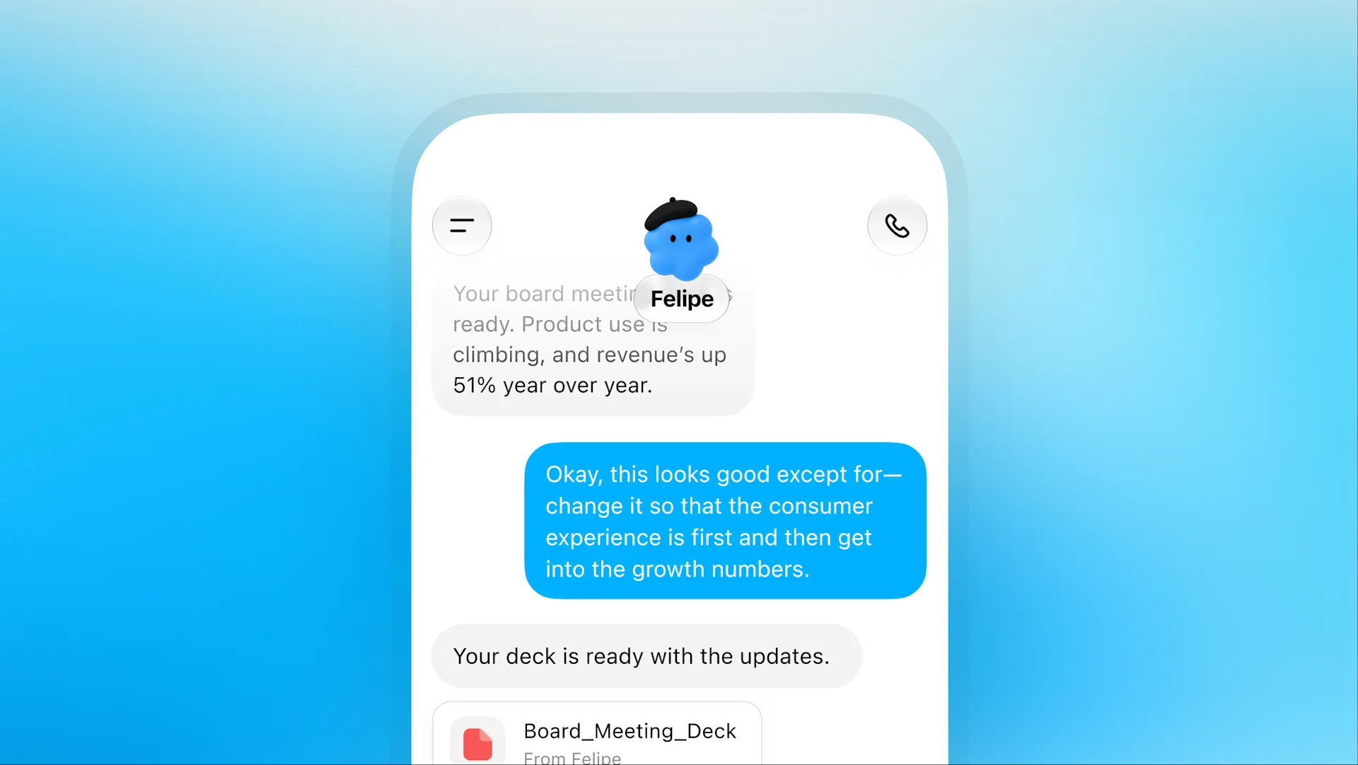 OpenAI's dots demo showing a dot revising a board presentation after user feedback